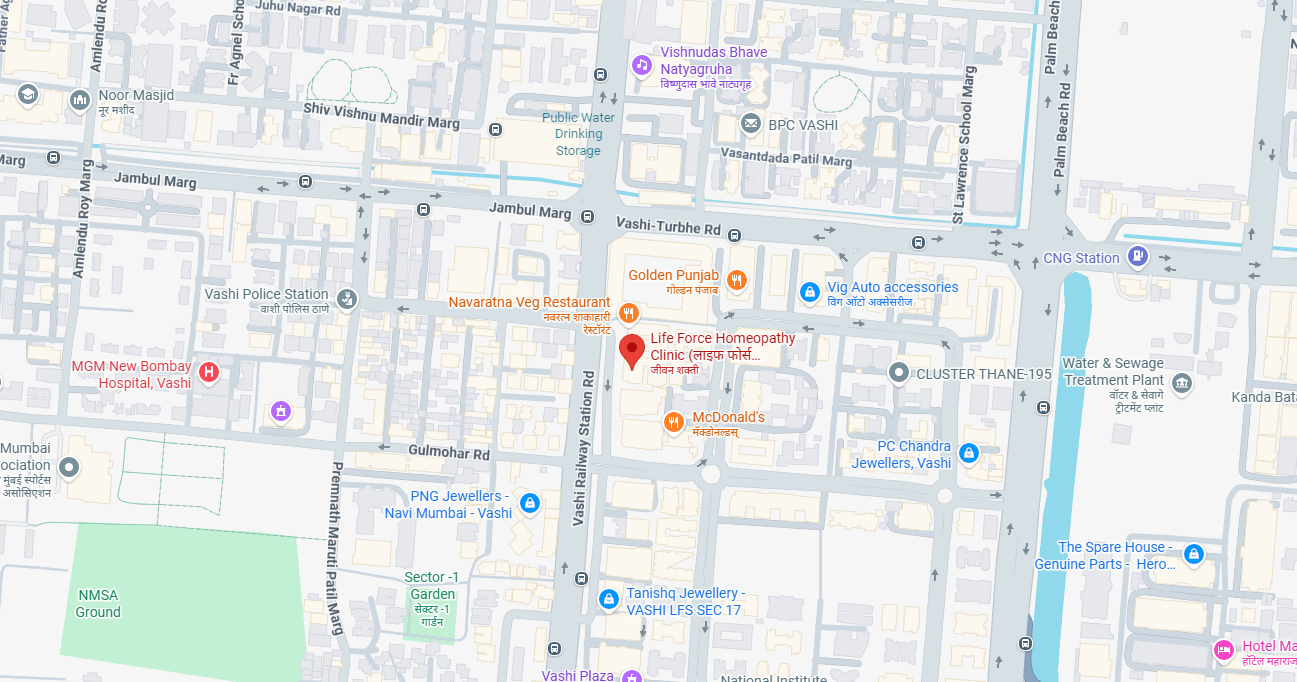 Life Force Homeopathy Clinic location map — Vashi, Mumbai