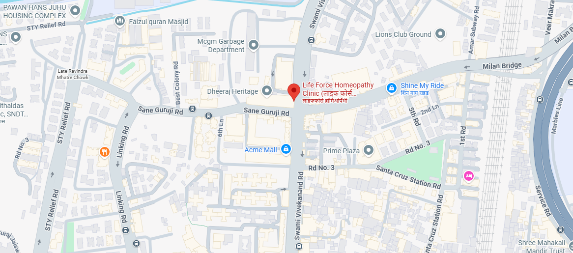 Life Force Homeopathy Clinic location map — Santacruz, Mumbai